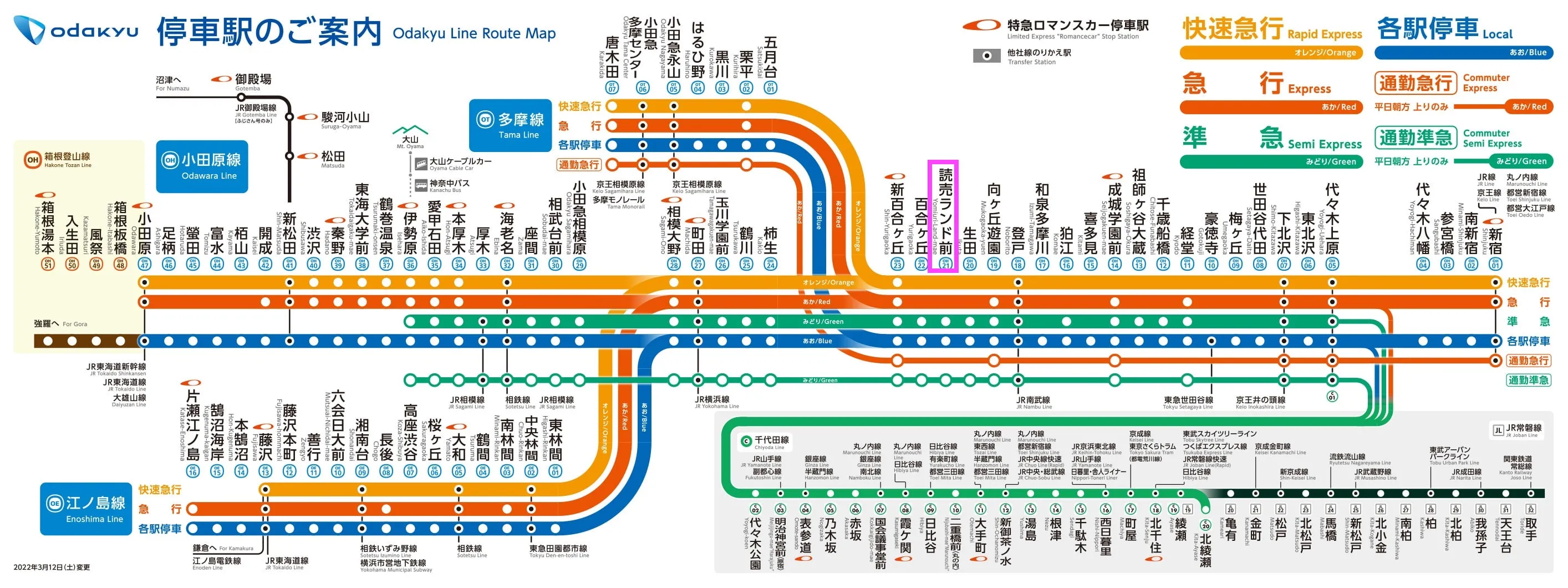 แผนที่เส้นทางสาย Odakyu Odawara