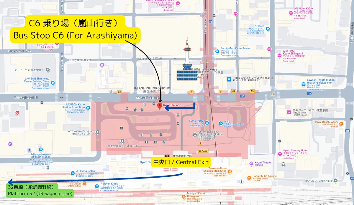 แผนที่ที่ตั้งของจุดจอด C6