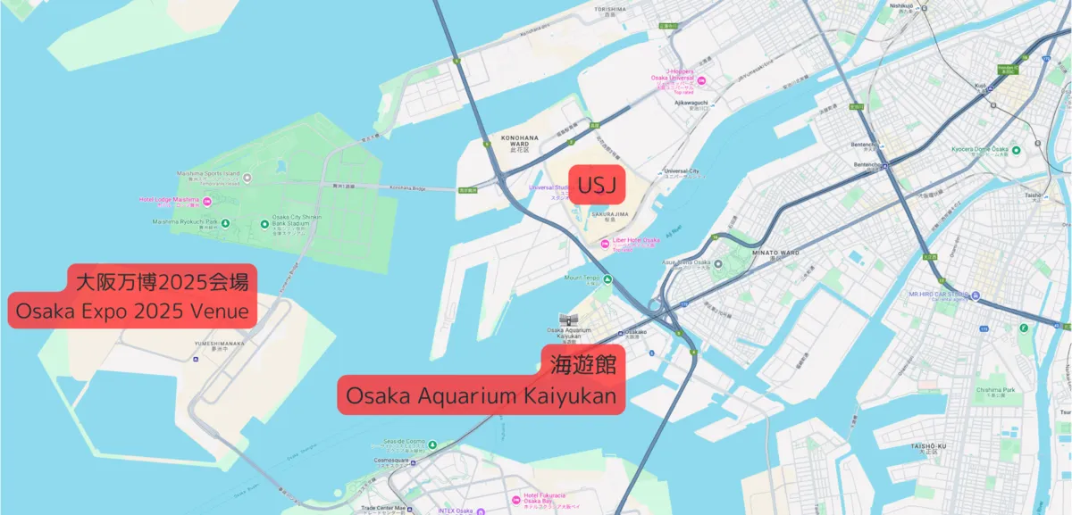 แผนที่เขตอ่าวโอซาก้า